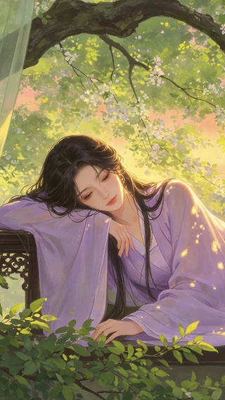 古风侧卧美女壁纸