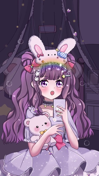 二次元卡通动漫兔耳朵少女