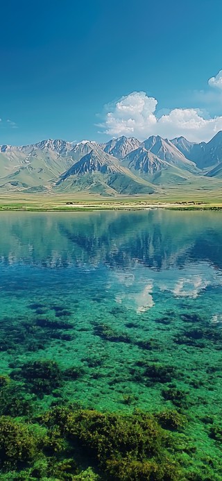 天山下的清澈湖泊