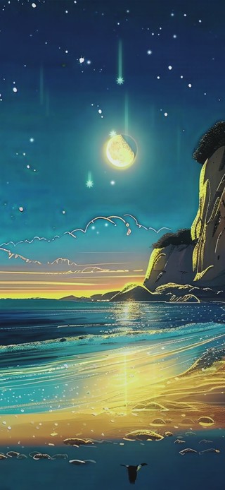 动漫海边插画