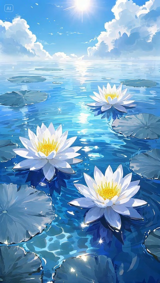 蓝色荷花