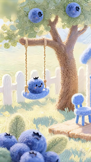 可爱的毛毡蓝莓乐园