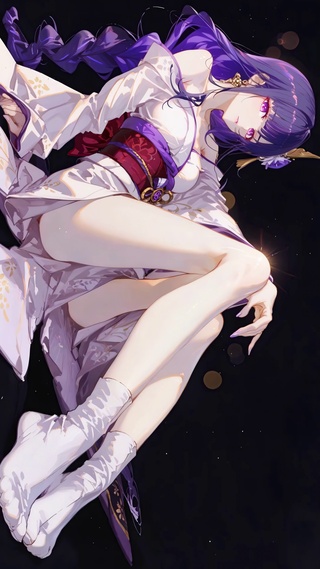 紫发和风二次元美少女