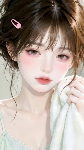 纯欲浴室窗边的晨间少女