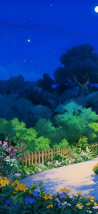 小清新夜晚小屋