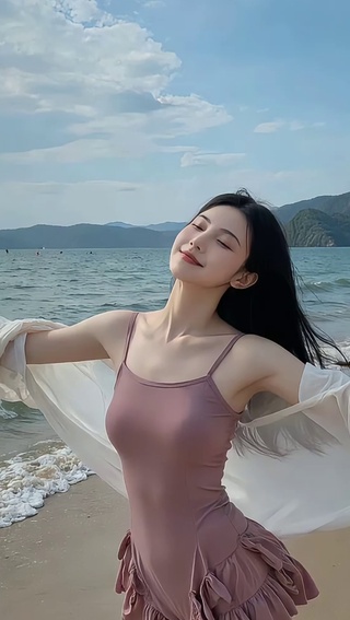 浪漫海边美女
