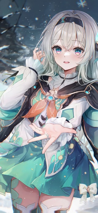 雪中白毛少女