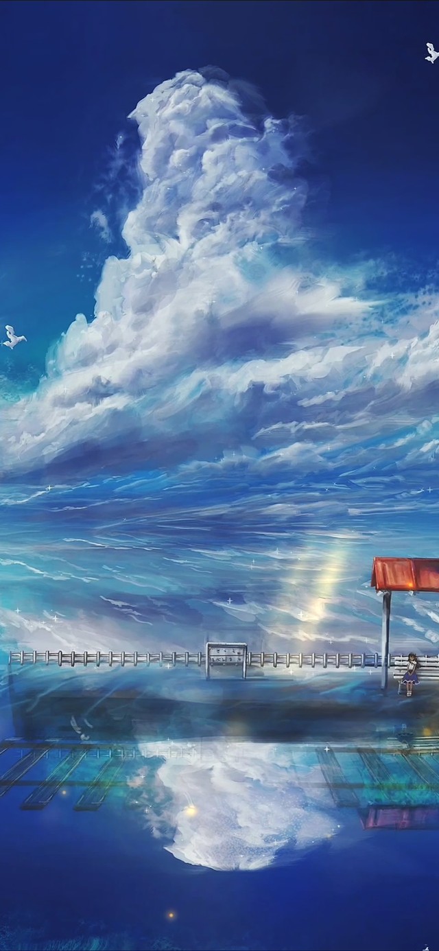 4K唯美治愈-海上阳光候车少女