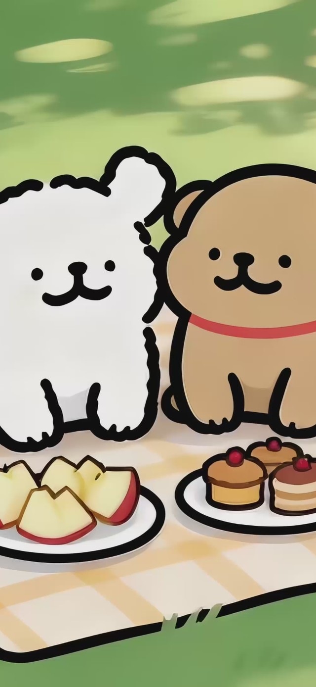 可爱野餐线条小狗