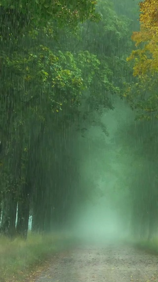 秋雨揉碎山色黄， 候鸟远辞秋水凉， 绵绵思语风中寄， 落叶总惹树牵肠。