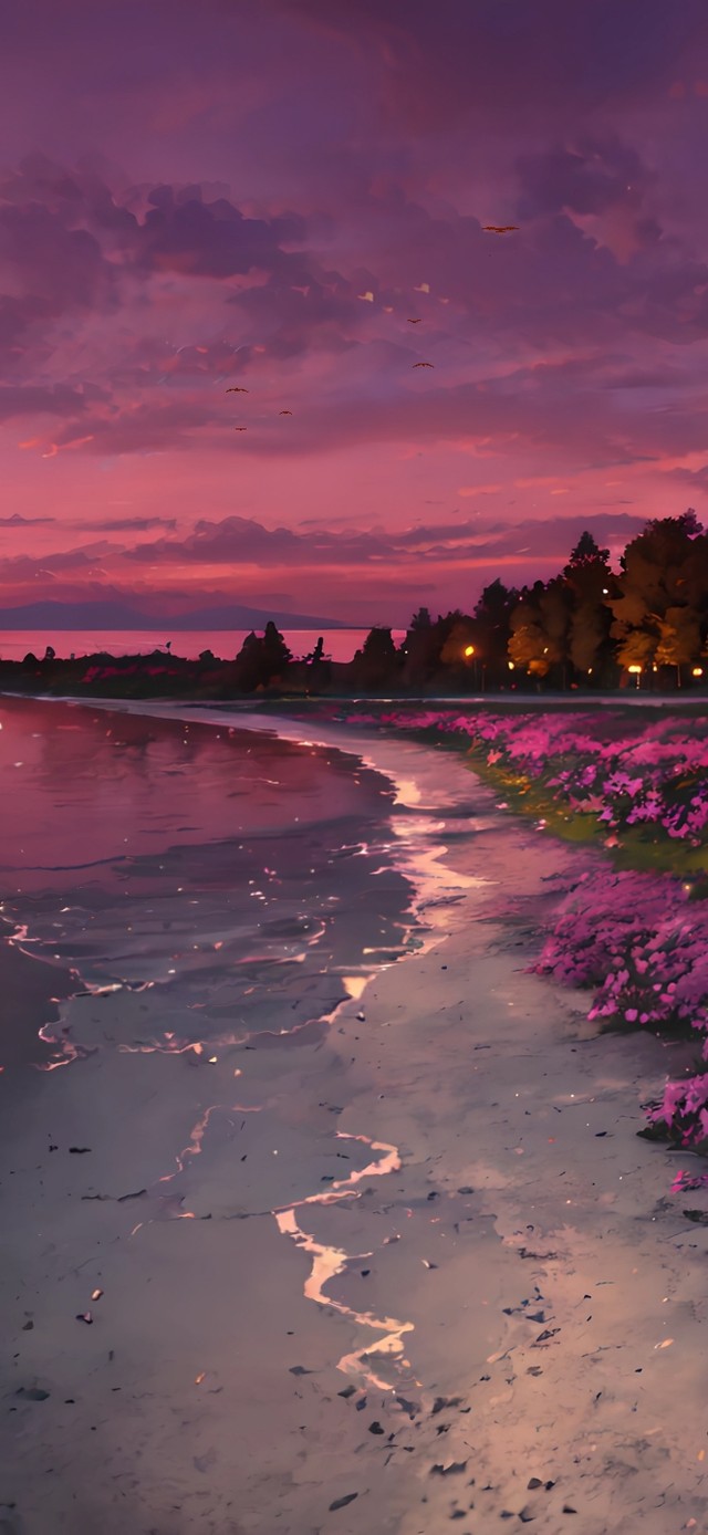 4K治愈夕阳海滩