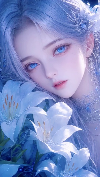 蓝蝶白裙美人