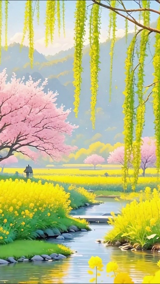 治愈花海小溪4K