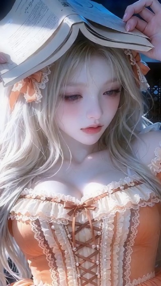 头顶书本的宫廷少女