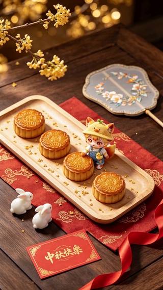 中秋节吃月饼声声影影