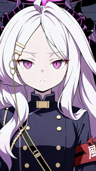 白发紫瞳二次元制服美少女