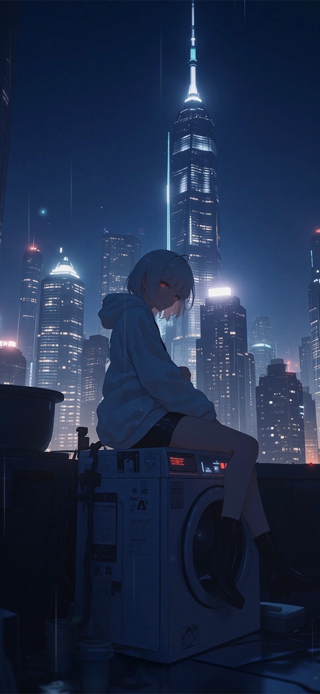 雨夜天台少女