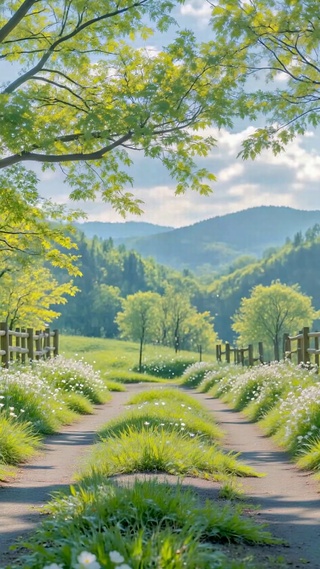 治愈清新林间小道风景