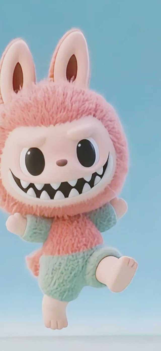 两个泡泡玛特拉布布一起跳舞