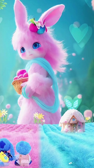 可爱粉红小兔