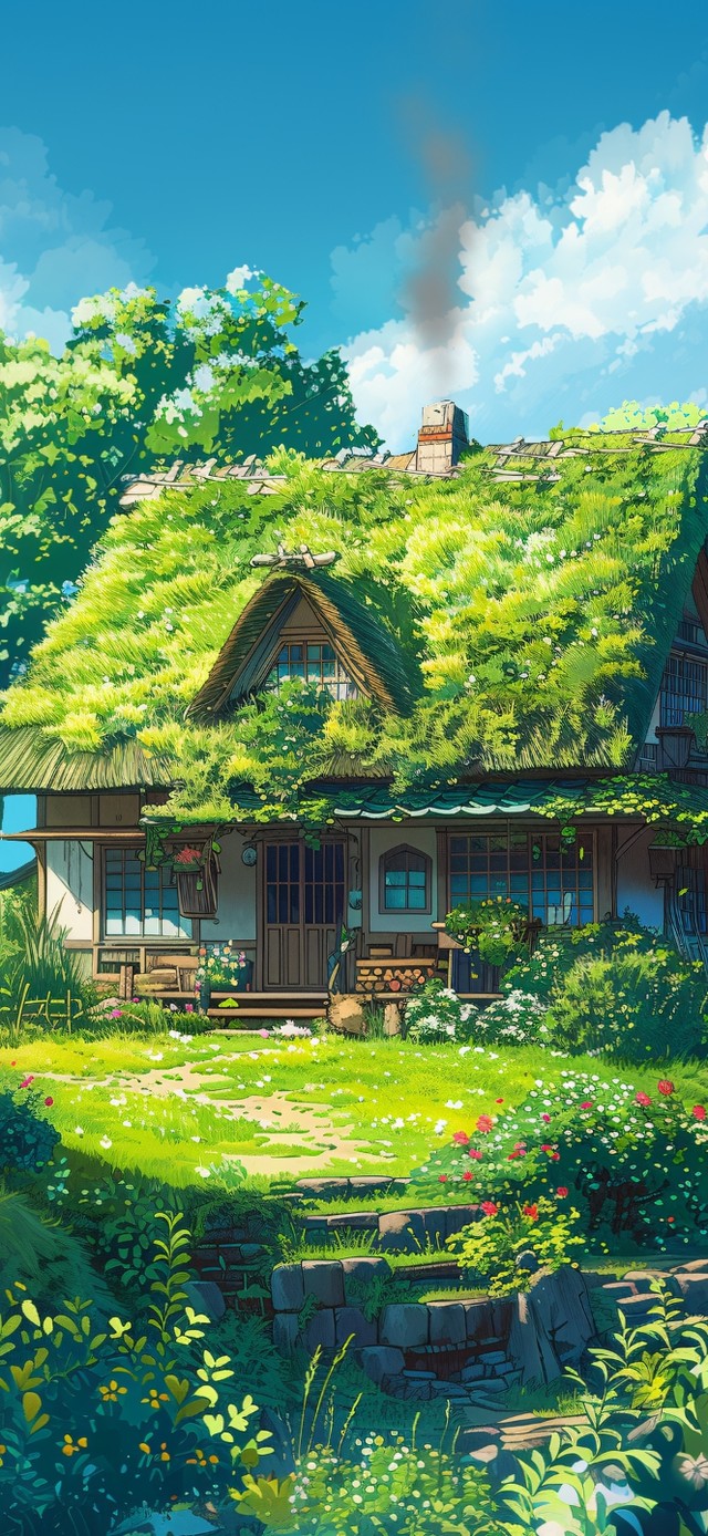 护眼绿色小屋