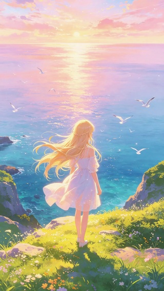 唯美海边少女