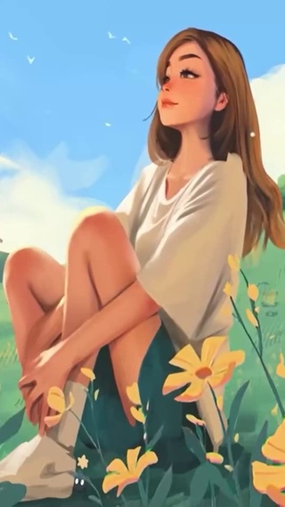 花丛中女孩