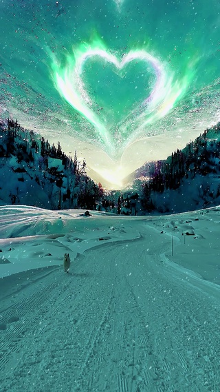 绿色极光雪
