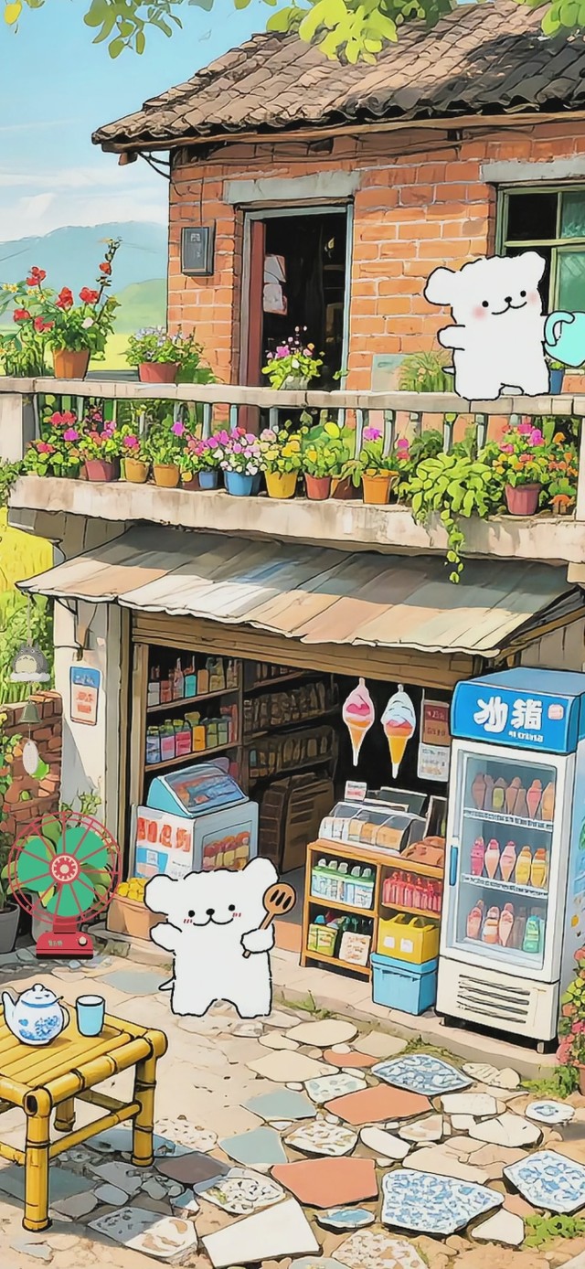 线条小狗的惬意田园生活