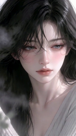 浴室梳发美少女
