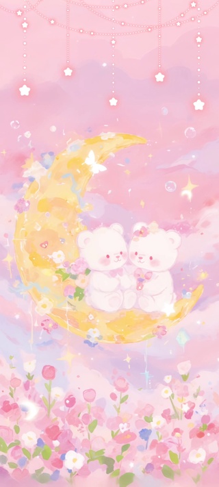 月上萌熊·浪漫花影