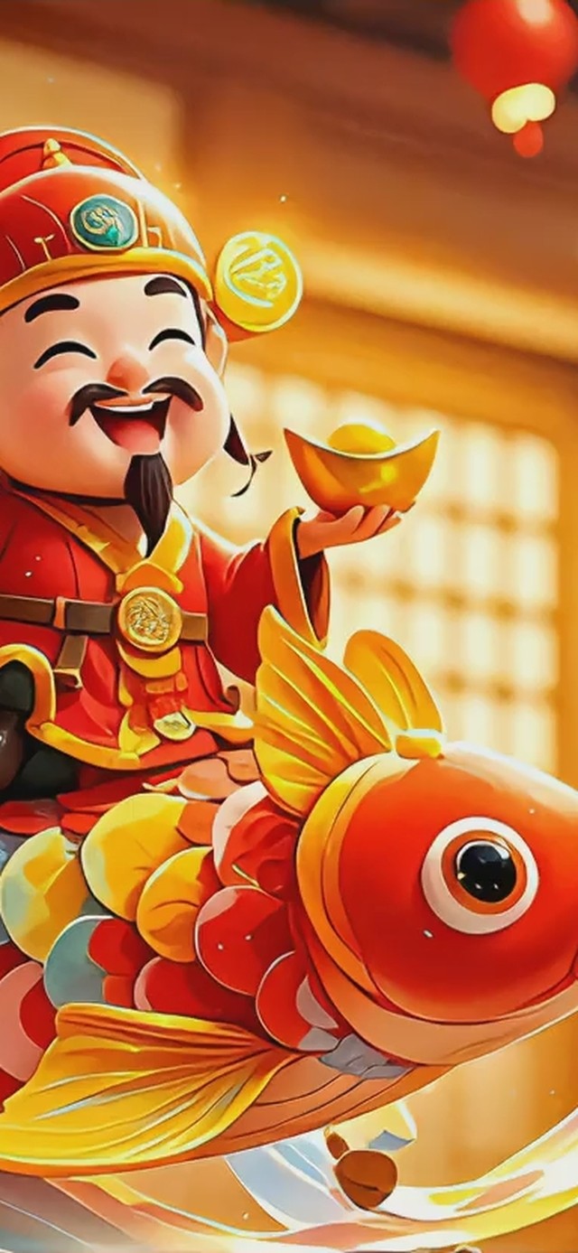 七彩锦鲤财神赐好运财运