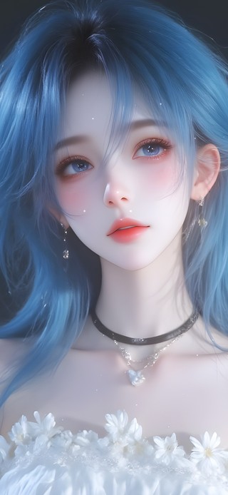 清纯蓝发女孩
