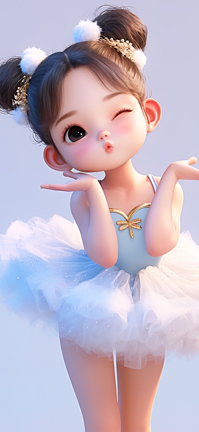 吹泡泡的芭蕾女孩