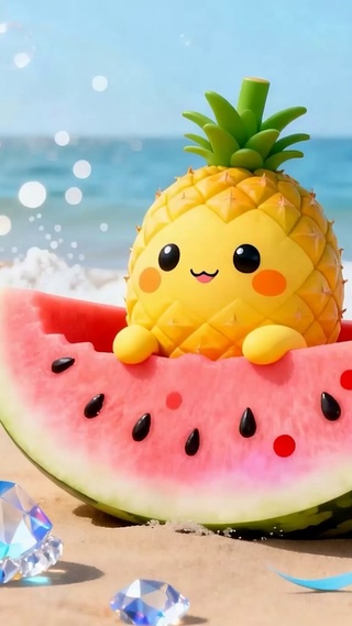 海边西瓜菠萝
