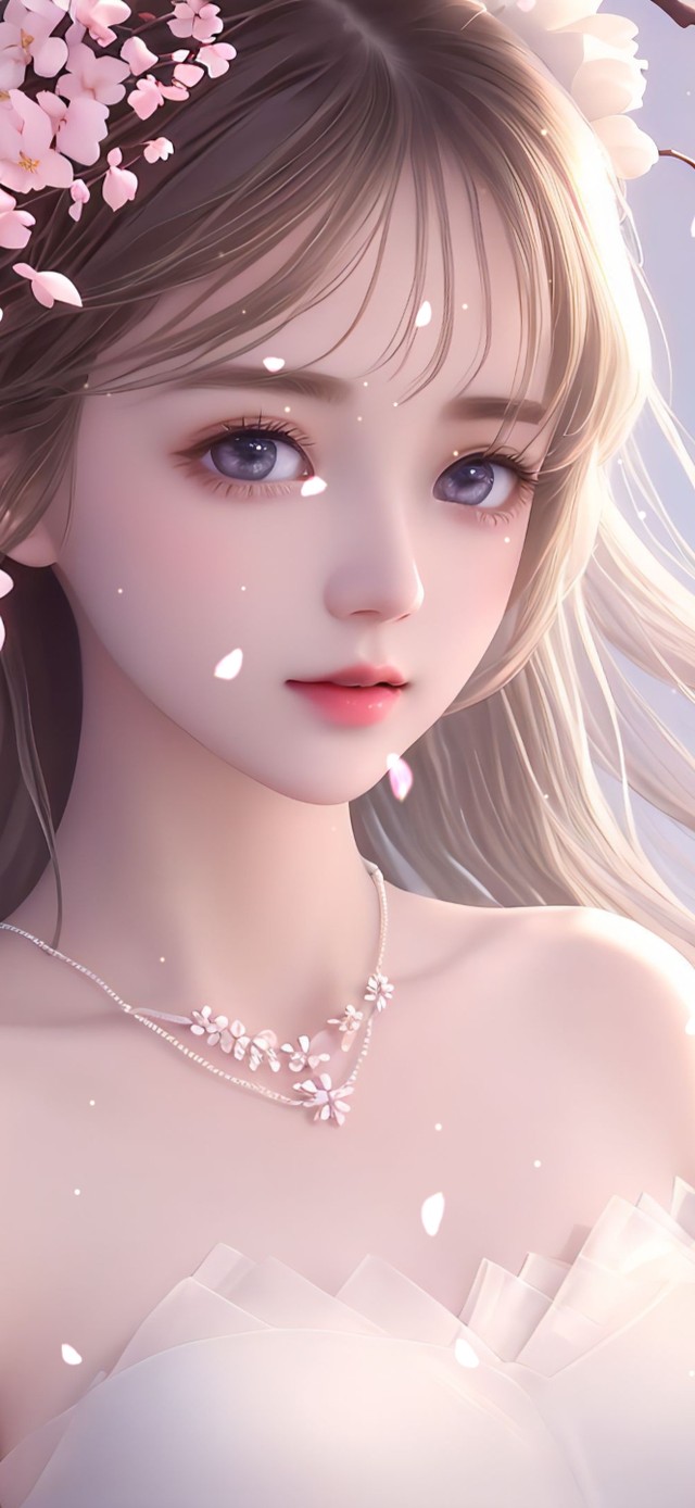 唯美桃花飘落女神