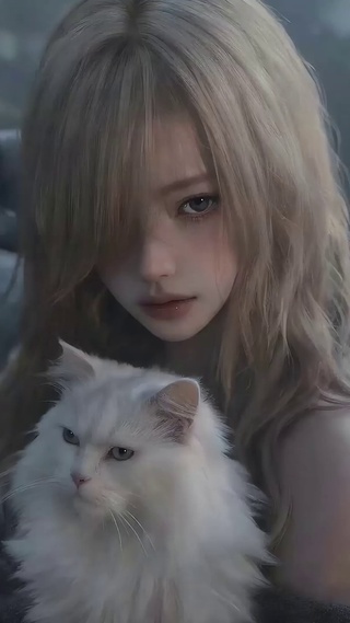 女孩与猫咪