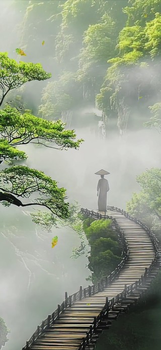 绿色护眼森林AI插画