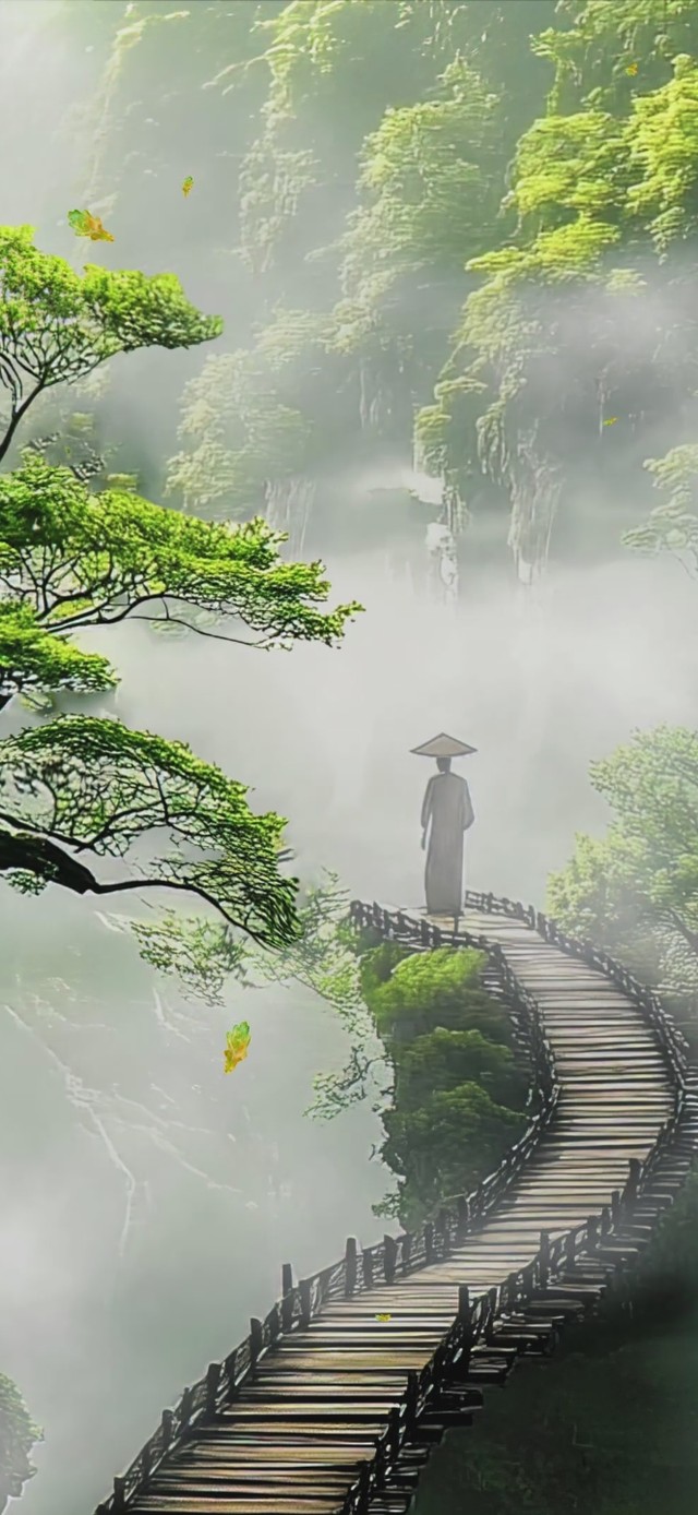 绿色护眼森林AI插画