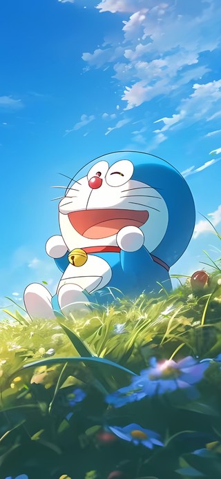 可爱草地机器猫
