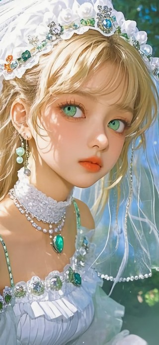 花漾壁纸|白纱金发少女