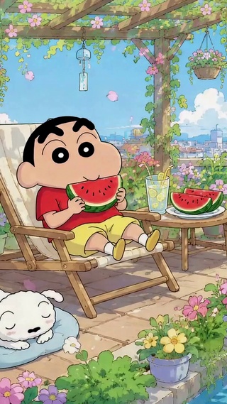 悠闲夏日蜡笔小新庭院日常