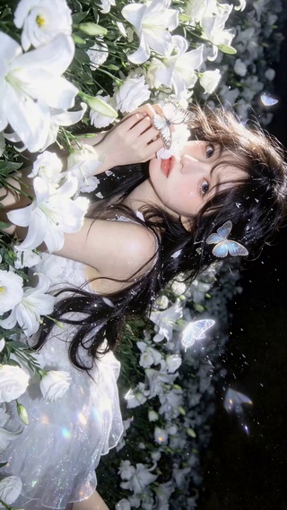 白花海蝴蝶氛围感美少女
