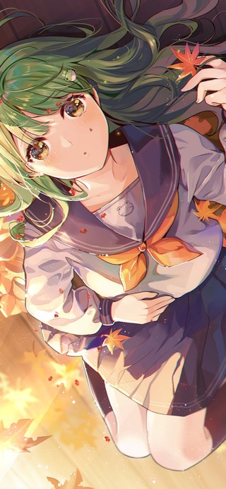 秋日枫叶少女