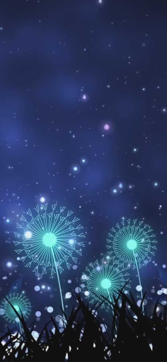 唯美夜景蒲公英动态粒子上升