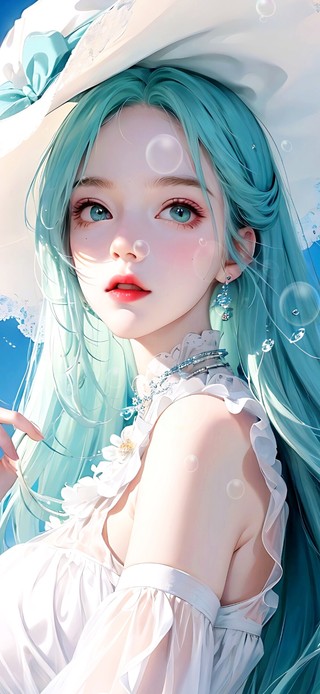 4K蓝白系清新美少女