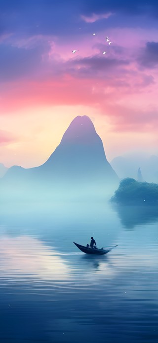 夕阳桂林山水