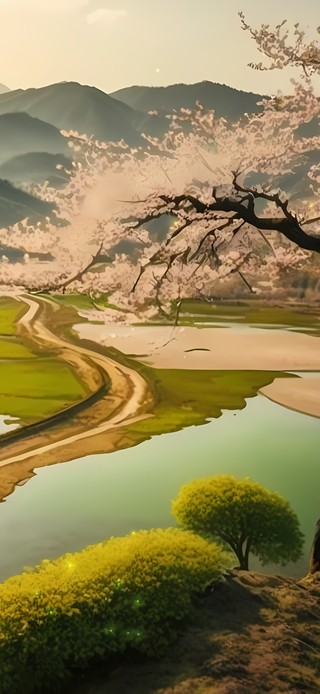 唯美桃花山水