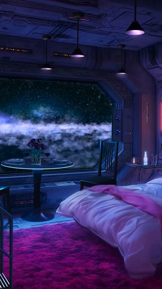 科幻太空飞船卧室