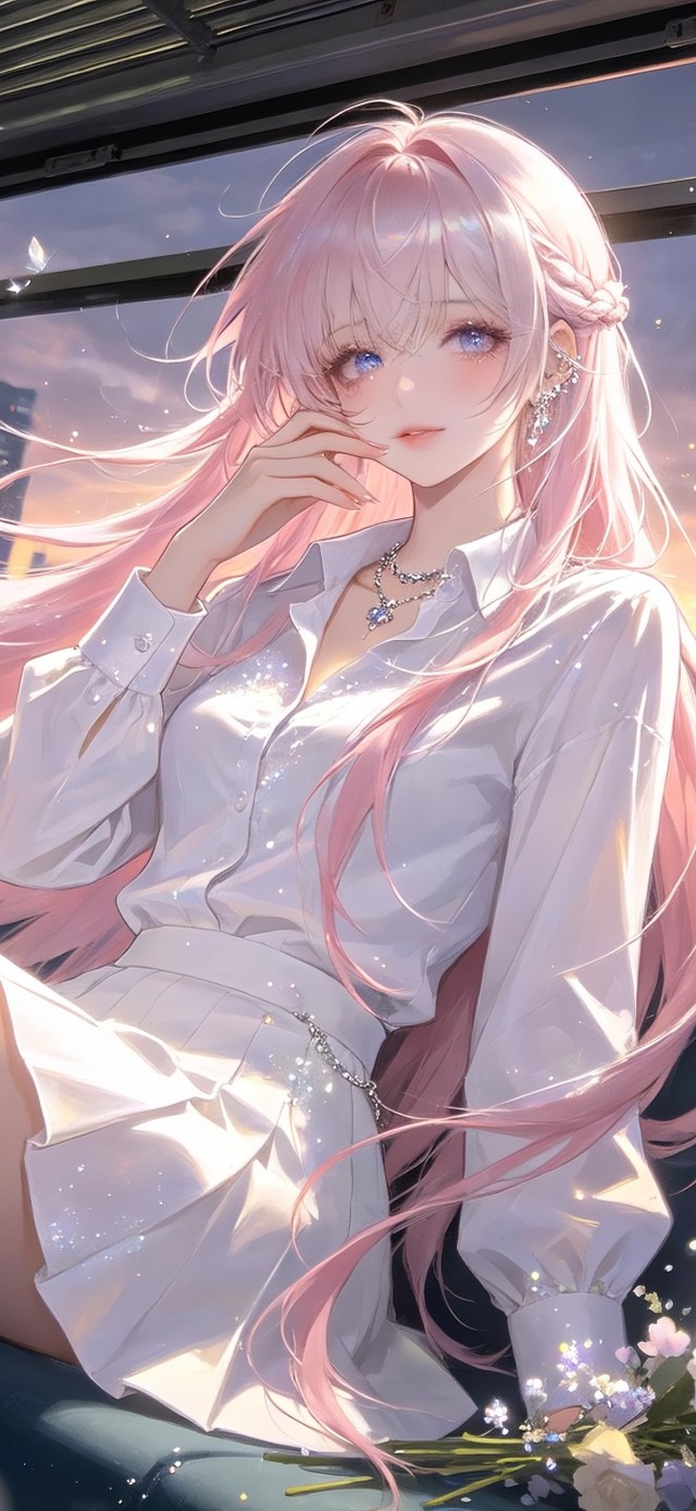 夕阳下的少女